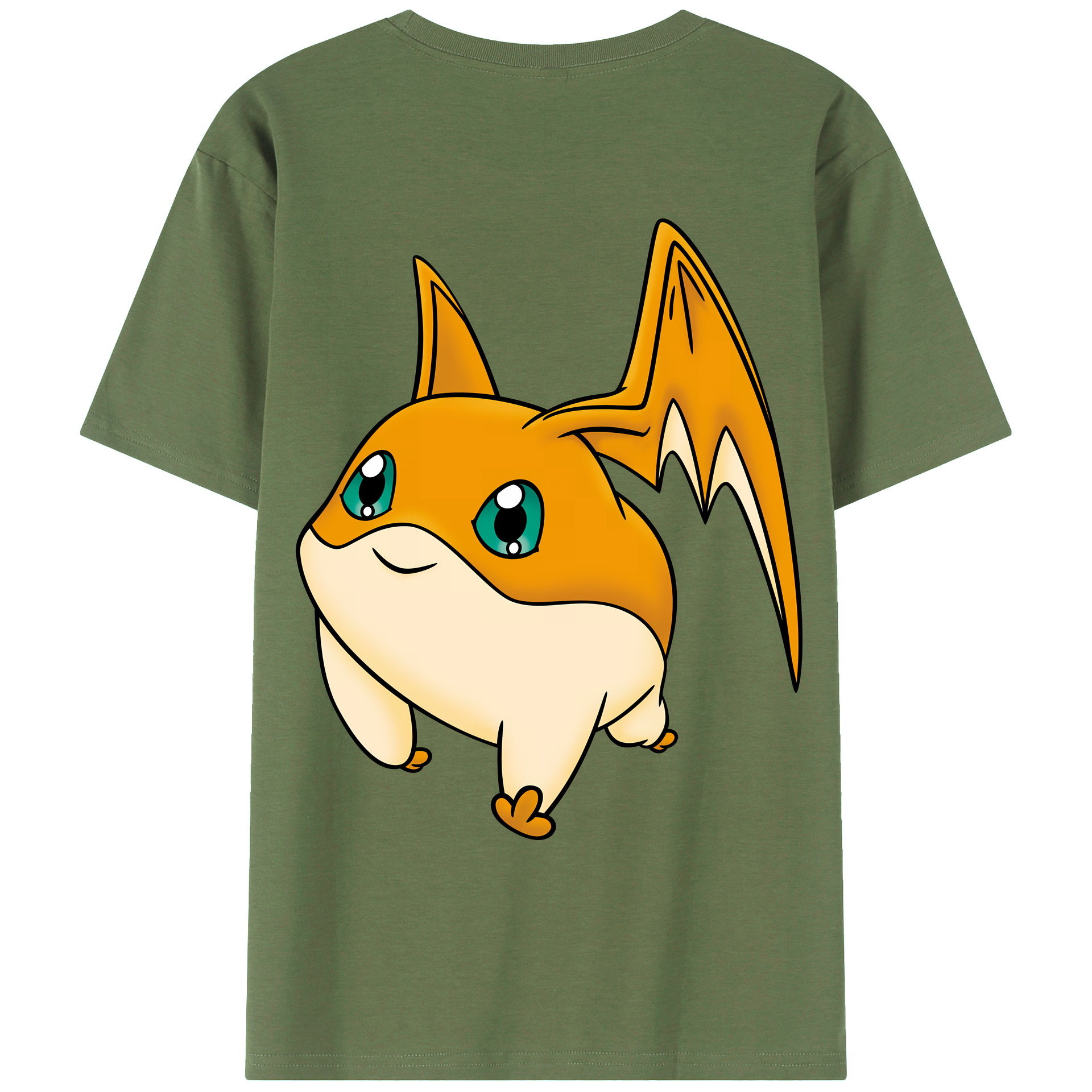 （画像用） Digimon デジタルモンスター/デジモン 綿100％ メンズ半袖Tシャツ（バックプリント） 通気性